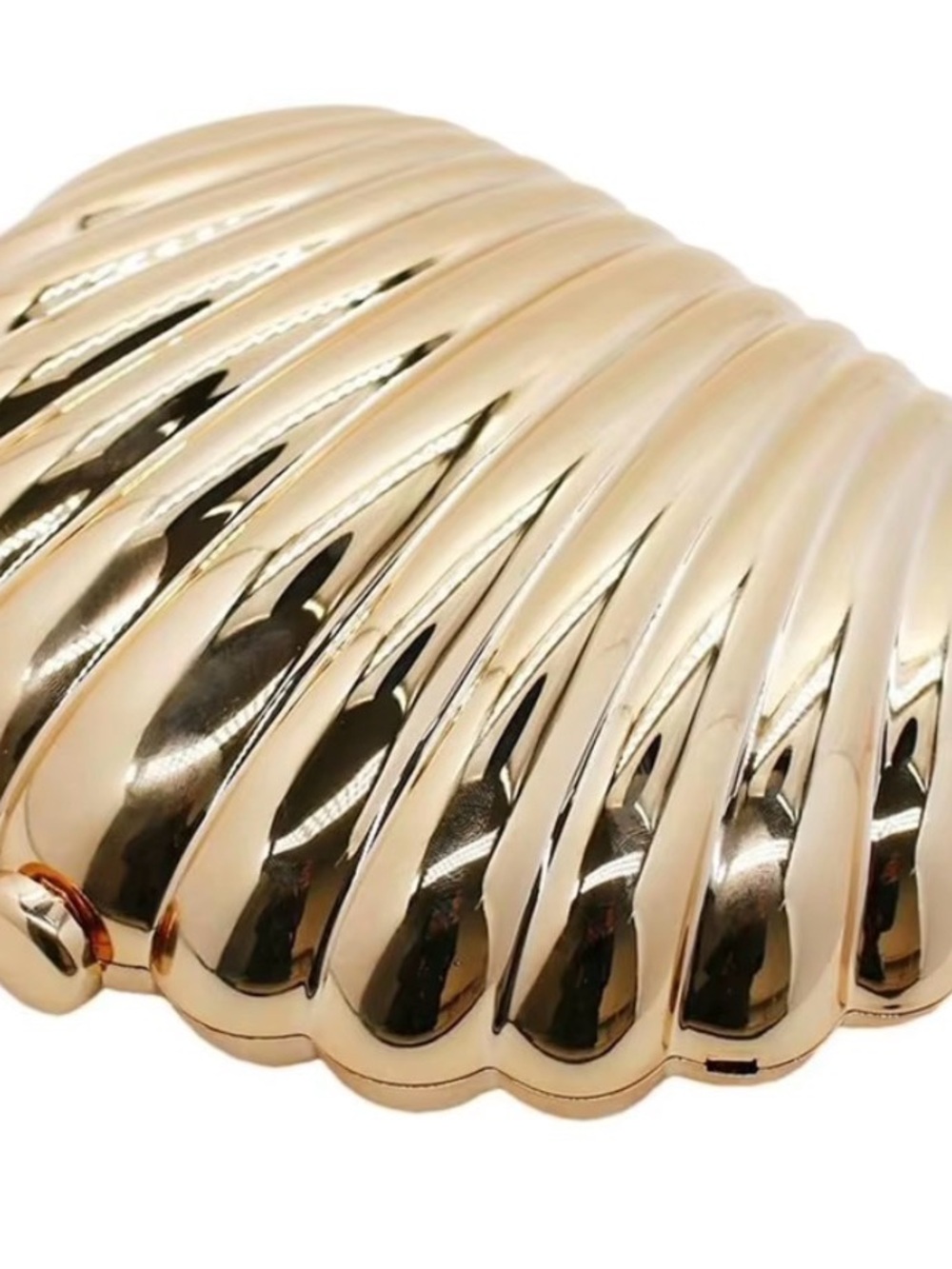 Gold Shell Clutch Bag - Elegant Metallic Evening Bag